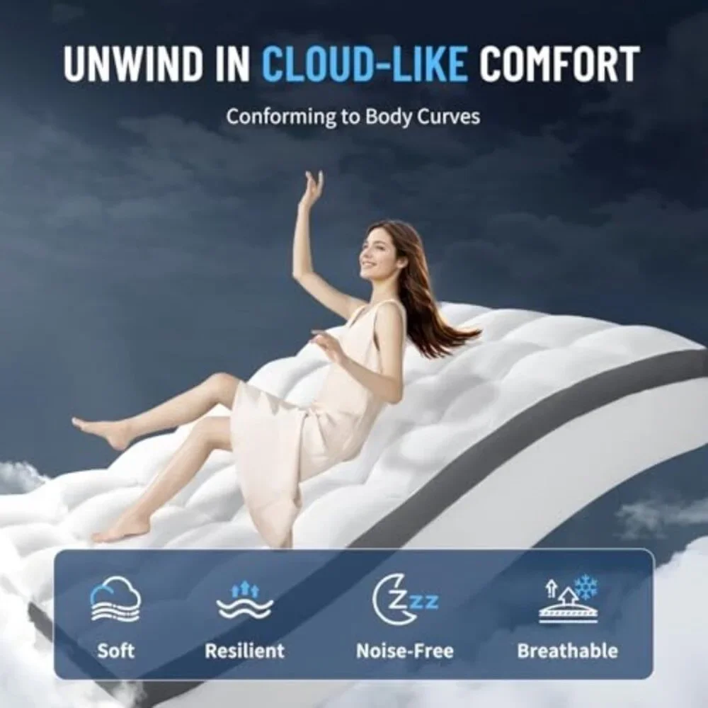 4 Inch Twin XL Memory Foam Mattress Topper - Cooling Extra Thick 2000 GSM Pillow